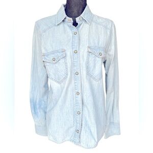 Rag & Bone Chambray Women’s Medium Snap Closure Top 100% Cotton Moonshine Color